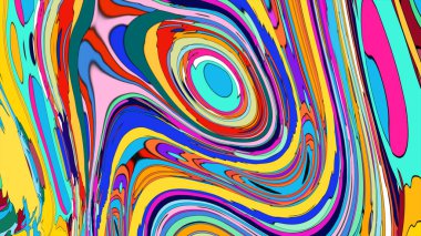 Sıvı boyanın renkli bir çizimi benzersiz bir desen yaratıyor..