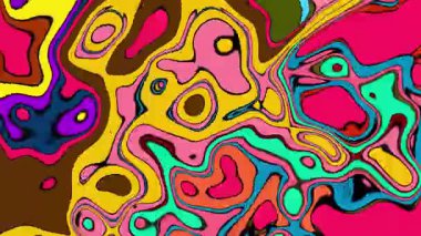 Parlak psikedelik video. Soyut sıvı boya sıçraması. 