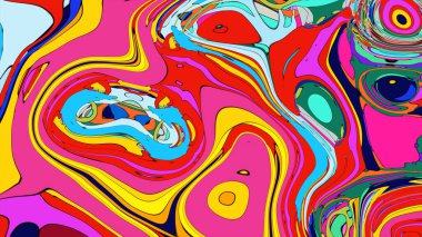 Lav lambası renklerinin pürüzsüz ve organik akışına sahip soyut illüstrasyon