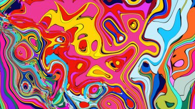 Lav lambası renklerinin pürüzsüz ve organik akışına sahip soyut illüstrasyon