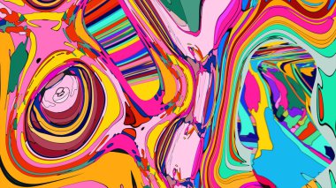 Lav lambası renklerinin pürüzsüz ve organik akışına sahip soyut illüstrasyon