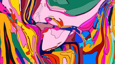 Lav lambası. Canlı, akışkan dalgalarla soyut grafik çizimi.