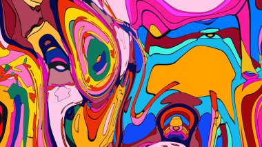 Değişken ve renkli soyut bir çizim ve dinamik sıçramalar..