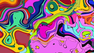 Parlak ve koyu renklerin karışımından oluşan bir sanat eseri..