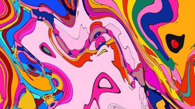 Sıvı lav lambası kıvrımlı canlı, çok renkli soyut bir zemin.