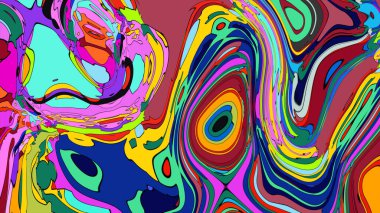 Sıvı lav lambası kıvrımlı canlı, çok renkli soyut bir zemin.