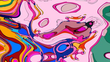 Sıvı lav lambası kıvrımlı canlı, çok renkli soyut bir zemin.