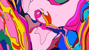 Canlı, akıcı sıvı motifli modern bir sanat eseri..