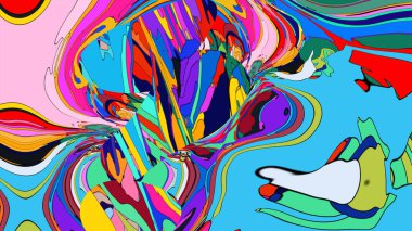 Canlı, renkli bir sıvı akışının çarpıcı bir gösterimi.