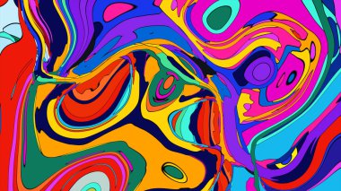 Canlı, renkli bir sıvı akışının çarpıcı bir gösterimi.