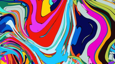 Canlı, renkli bir sıvı akışının çarpıcı bir gösterimi.