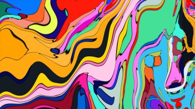 Şekiller ve renklerin büyüleyici bir etkileşimiyle bir illüstrasyon.