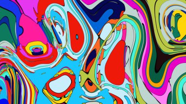 Şekiller ve renklerin büyüleyici bir etkileşimiyle bir illüstrasyon.