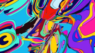 Akıcı ve sürekli hareket eden canlı ve renkli bir soyut..