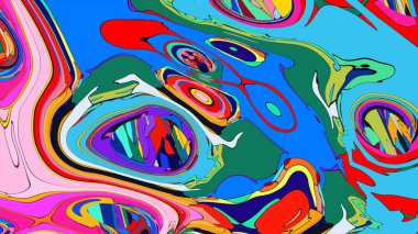 Akıcı ve sürekli hareket eden canlı ve renkli bir soyut..