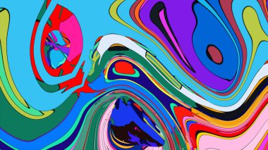 Sıvı, dalgalı bir tasarımı olan canlı bir soyut..