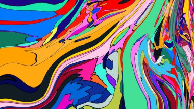 Cüretkar ve yumuşak renklerin karışımıyla büyüleyici bir soyut çizim..