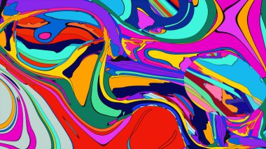 Cüretkar ve yumuşak renklerin karışımıyla büyüleyici bir soyut çizim..