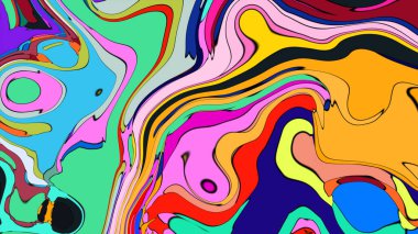 Cüretkar ve yumuşak renklerin karışımıyla büyüleyici bir soyut çizim..