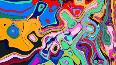 Cüretkar ve yumuşak renklerin karışımıyla büyüleyici bir soyut çizim..