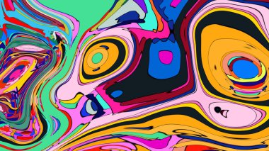 Sıvı gibi, soyut bir tasarımı olan parlak ve canlı bir çizim..