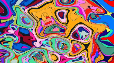 Sıvı gibi, soyut bir tasarımı olan parlak ve canlı bir çizim..