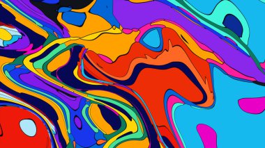 Canlı renklerin güzel, dalgalı bir bileşimi olan bir sanat eseri..