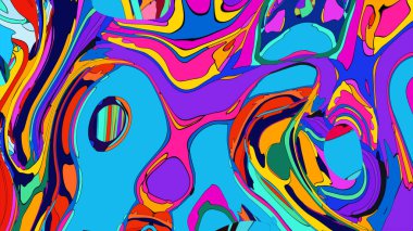 Canlı renklerin güzel, dalgalı bir bileşimi olan bir sanat eseri..