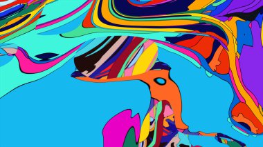 Canlı renklerin güzel, dalgalı bir bileşimi olan bir sanat eseri..