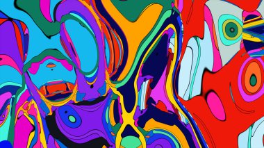 Canlı renklerin güzel, dalgalı bir bileşimi olan bir sanat eseri..