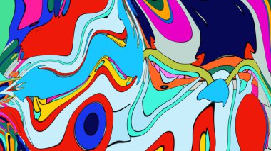 Canlı renklerin güzel, dalgalı bir bileşimi olan bir sanat eseri..