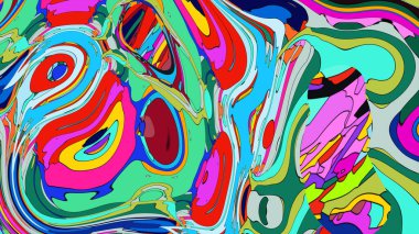 Canlı renklerin güzel, dalgalı bir bileşimi olan bir sanat eseri..