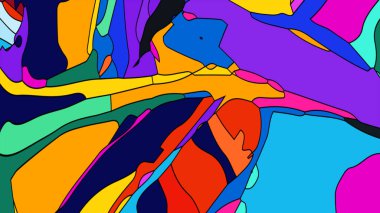 Canlı renklerin güzel, dalgalı bir bileşimi olan bir sanat eseri..