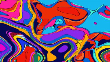 Çok renkli bir sıvının çarpıcı bir grafik çizimi.