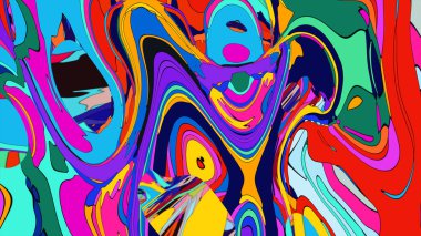 Çok renkli bir sıvının çarpıcı bir grafik çizimi.