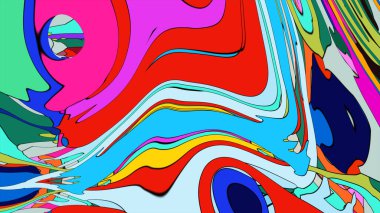 Farklı renklerden oluşan erimiş bir nehre benzeyen soyut bir tasarım..