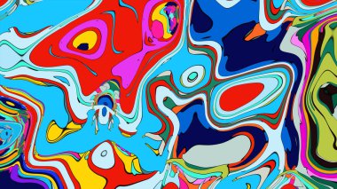 Farklı renklerden oluşan erimiş bir nehre benzeyen soyut bir tasarım..