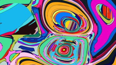 Görsel olarak büyüleyici, kıvrımlı, renkli bir sıvı..