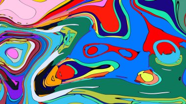 Görsel olarak büyüleyici, kıvrımlı, renkli bir sıvı..