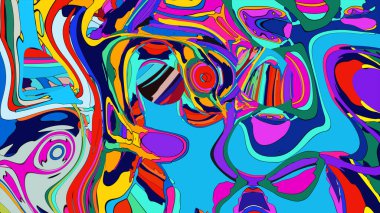 Cesur ve renkli, akışkan ve kusursuz bir kalitede soyut bir tablo..