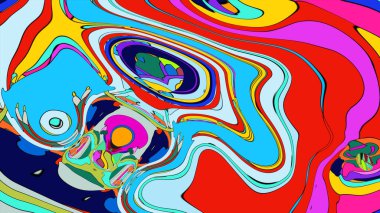 Dönen renkli sıvı motifli çarpıcı bir görüntü..