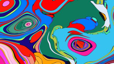 Parlak renklerin akışkan bir deseni olan güzel bir çizim..