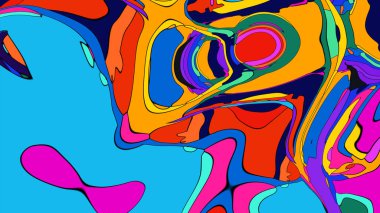 Resimlerde canlı tonların dinamik ve akışkan bir karışımı gösteriliyor.