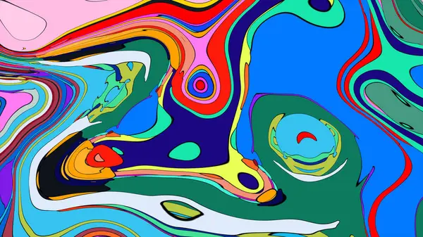 Canlı, renkli bir sıvı akışının çarpıcı bir gösterimi.