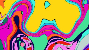 Parlak, akışkan renklerden oluşan girdap büyüleyici bir soyut desen oluşturuyor..
