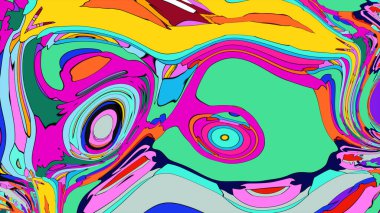 Parlak, akışkan renklerden oluşan girdap büyüleyici bir soyut desen oluşturuyor..