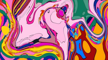 Uyumlu ve akışkan renk karışımlı soyut bir illüstrasyon.