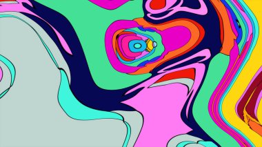 Hareketli ve psikedelik bir illüstrasyon. Girdap şeklinde bir karışım..