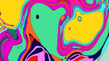 Hareketli ve psikedelik bir illüstrasyon. Girdap şeklinde bir karışım..