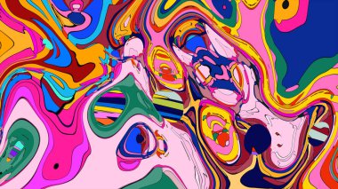 Girdap gibi dönen, renkli bir resmin çarpıcı ve çarpıcı bir görüntüsü..